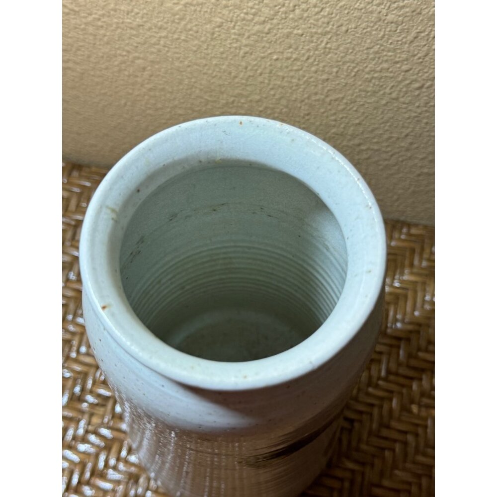 Handcrafted Ceramic Vase With Abstract Green & Brown Brush Strokes Signed - Picture 5 of 10